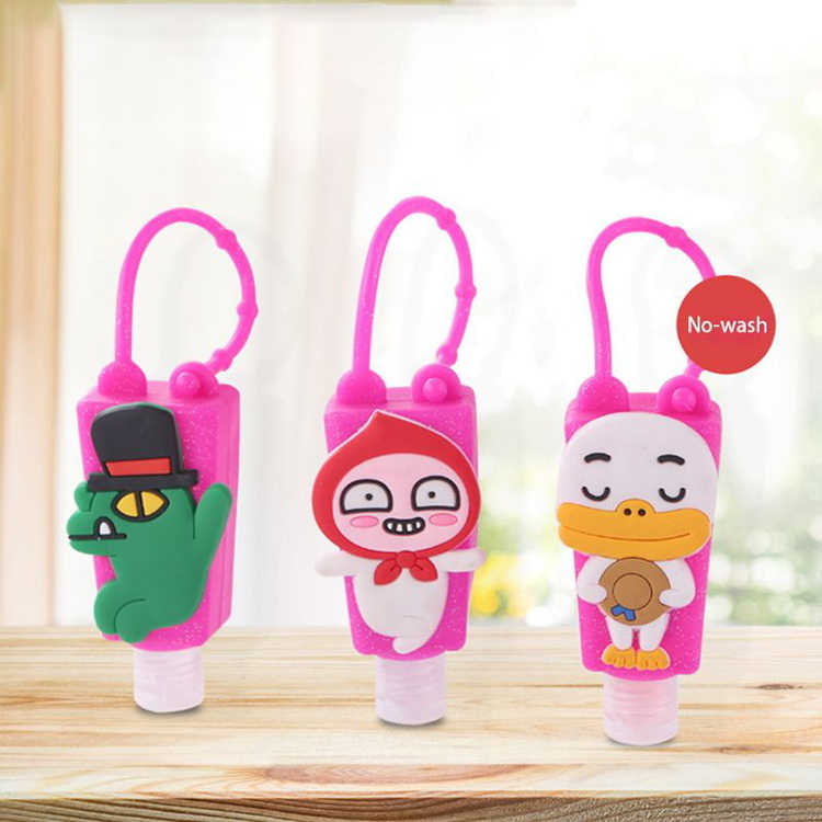 Cartoon 30ml 50ml 60ml Hand Sanitizer Bottles Silicone Keychain Holder